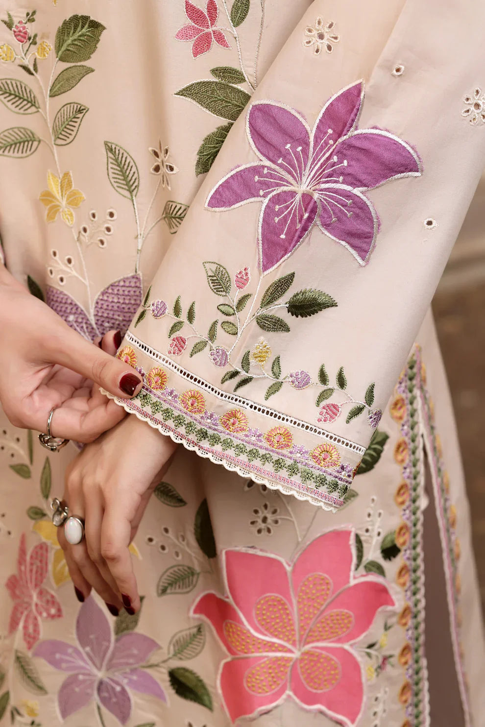 03-Piece Cotton Suit With Embroidery - Ready To Wear