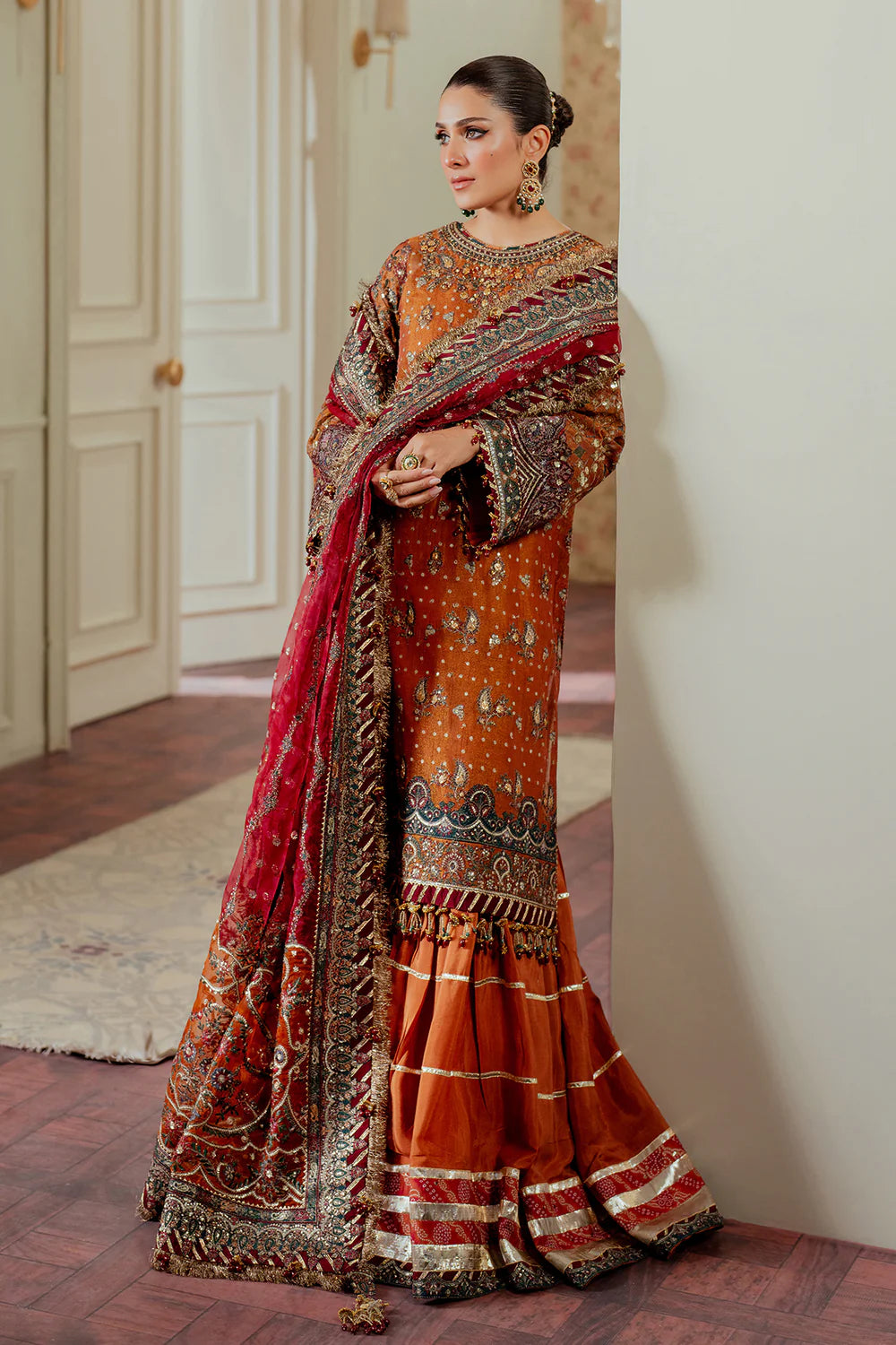 03-Piece Embroidered Mysoori Suit With Organza Dupatta | Ready To Wear