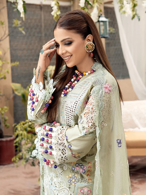 03-Piece Embroidered Lawn Suit With Cotton Net Dupatta | Ready To Wear
