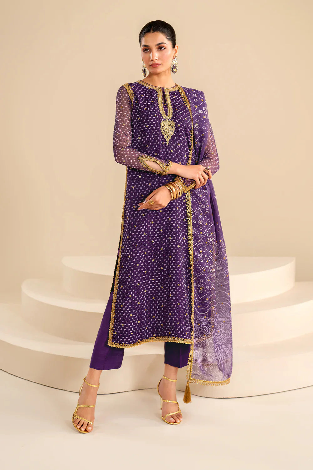 03-Piece Heavy Embroidered Chiffon - Ready to Wear