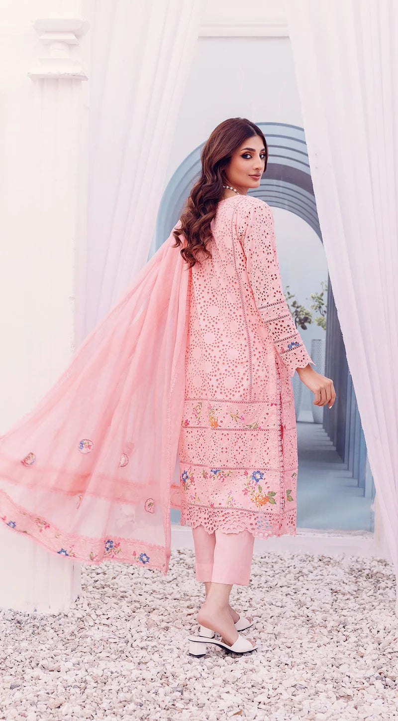 03-Piece - Embroidered Lawn Suit With Chiffon Dupatta | Ready To Wear