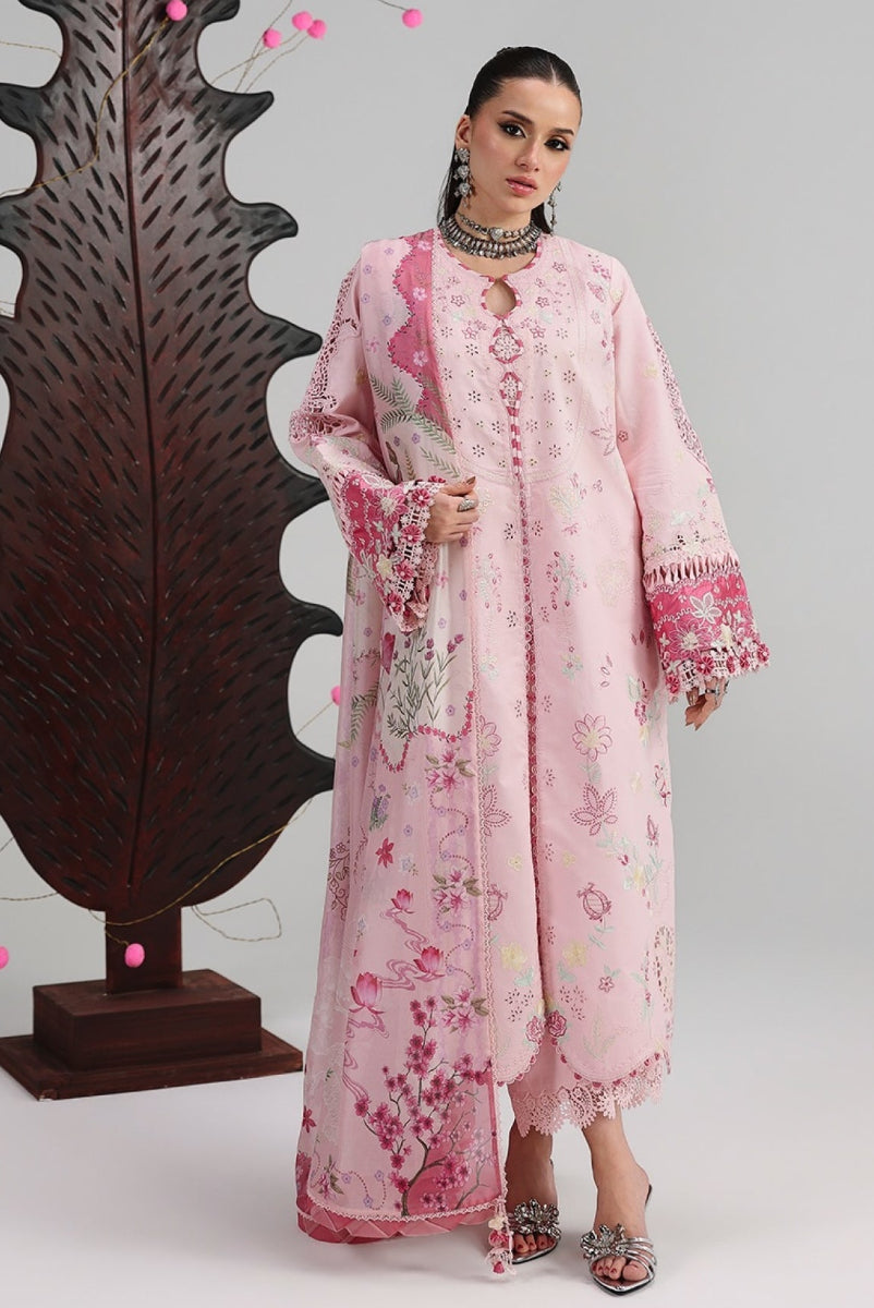 03-Piece Embroidered Lawn Suit With Printed Silk Dupatta | Ready To Wear