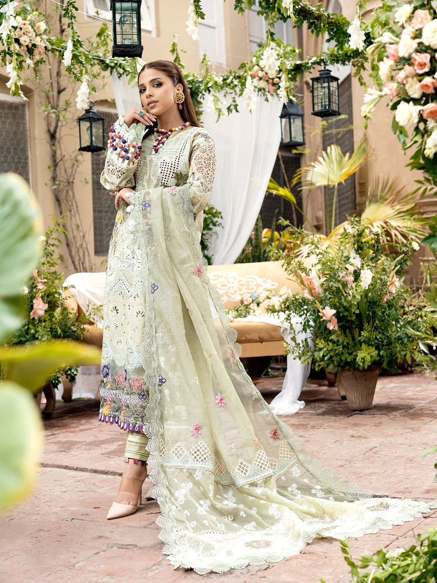 03-Piece Embroidered Lawn Suit With Cotton Net Dupatta | Ready To Wear