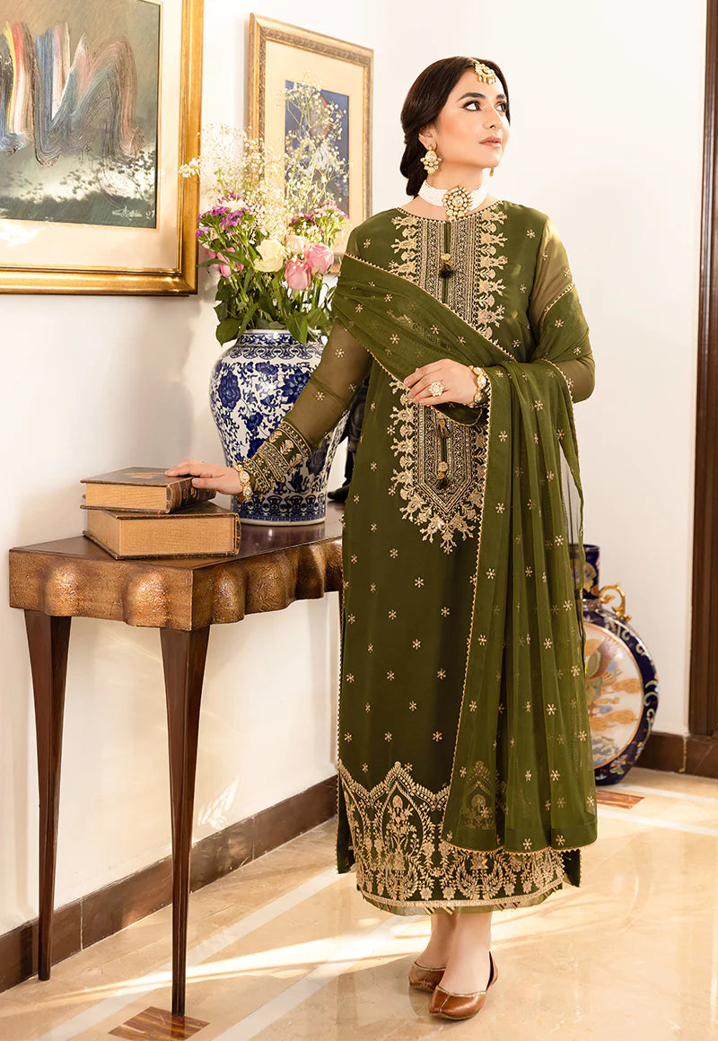 3PCS EMBROIDERED CHIFFON DRESS READY TO WEAR
