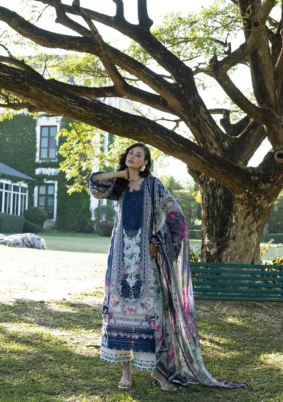 03-Piece Printed Lawn Suit With Chiffon Dupatta | Ready To Wear