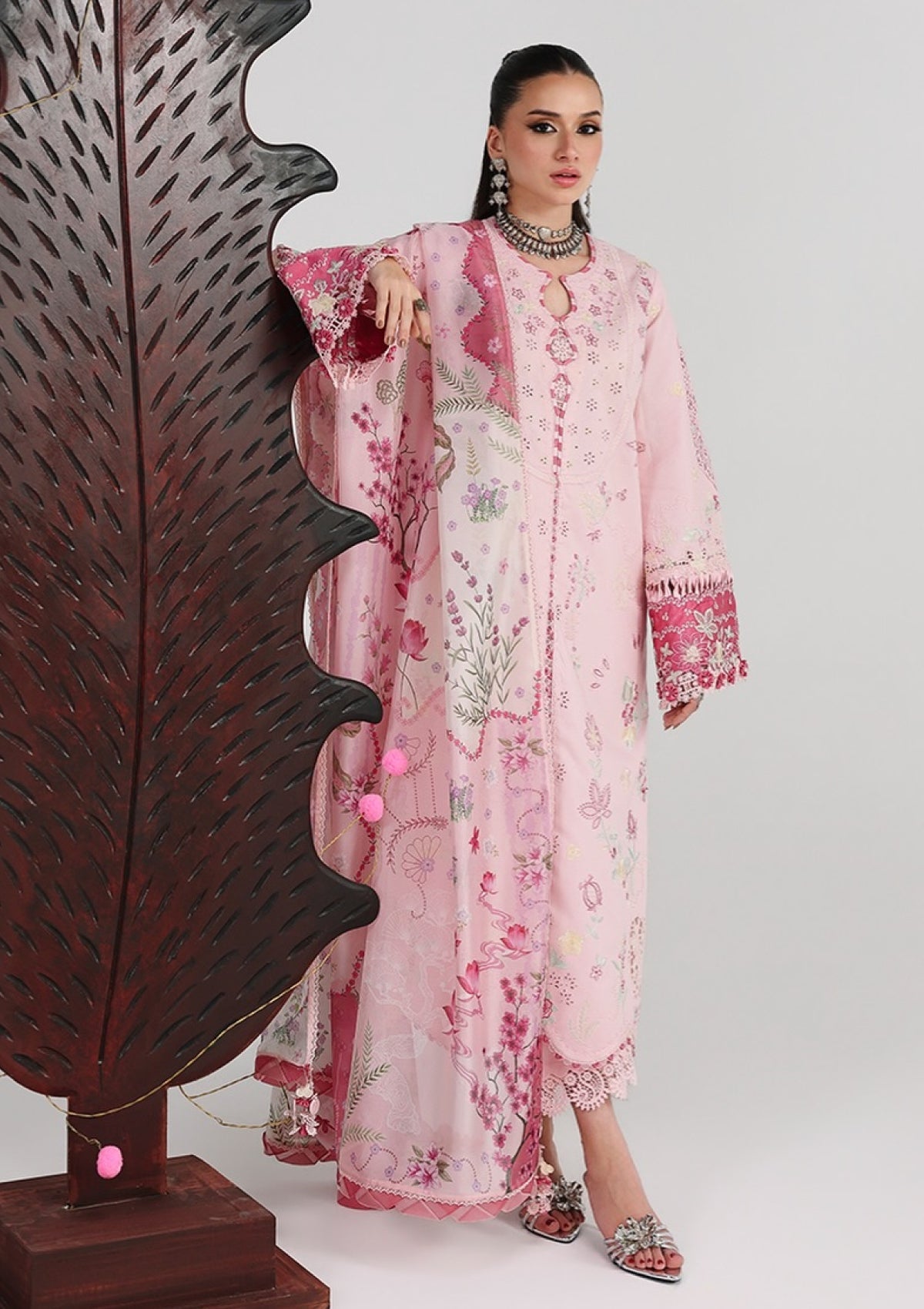 03-Piece Embroidered Lawn Suit With Printed Silk Dupatta | Ready To Wear