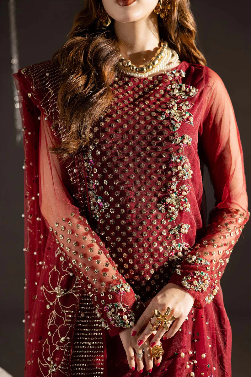 03-Piece Embroidered Silk Suit With Organza Dupatta | Ready To Wear