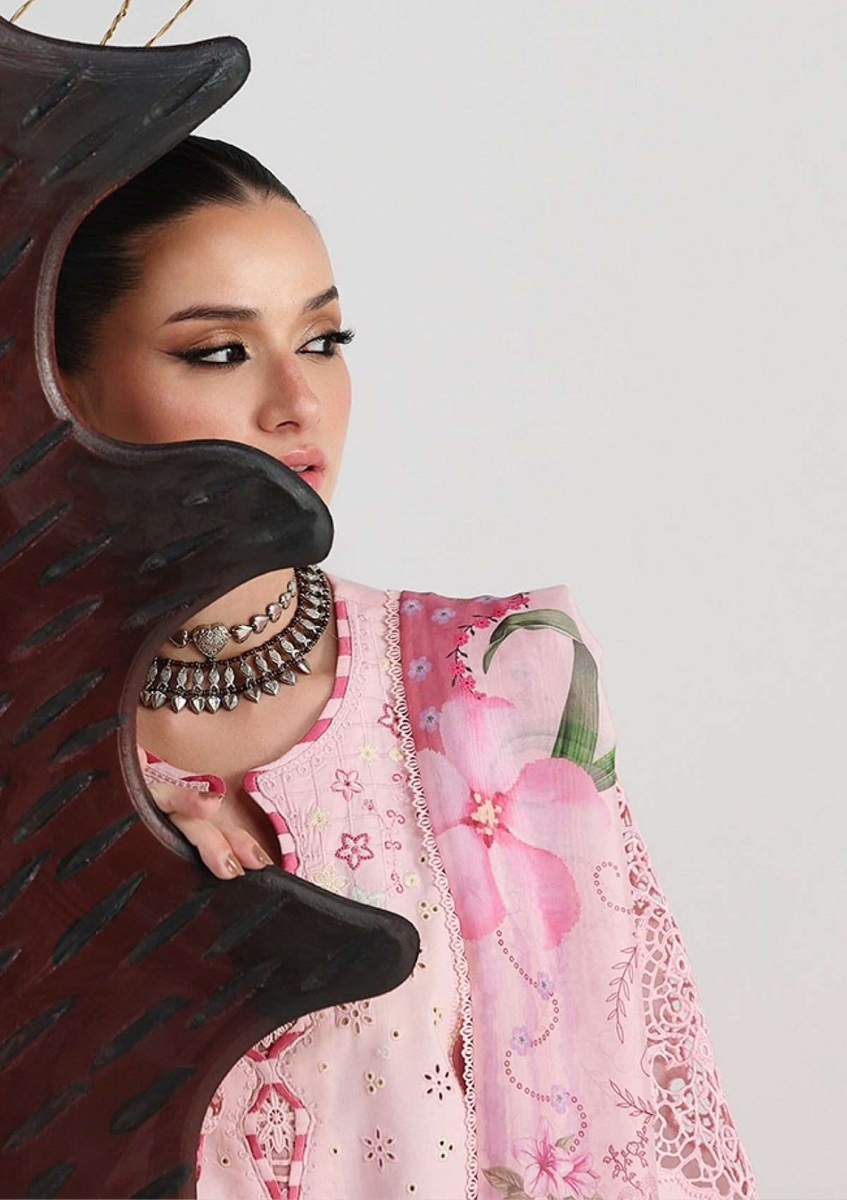 03-Piece Embroidered Lawn Suit With Printed Silk Dupatta | Ready To Wear
