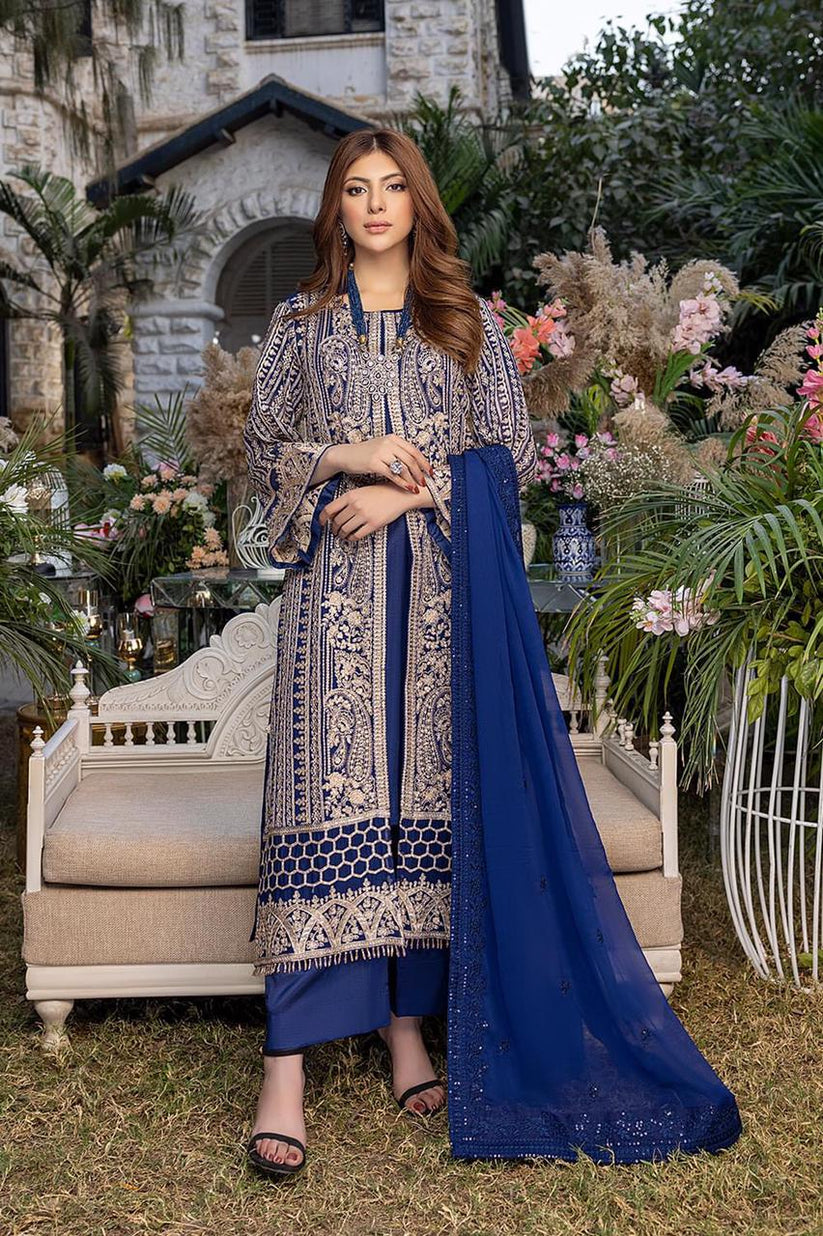 03-Piece Chiffon Suit With Embroidery | Ready To Wear