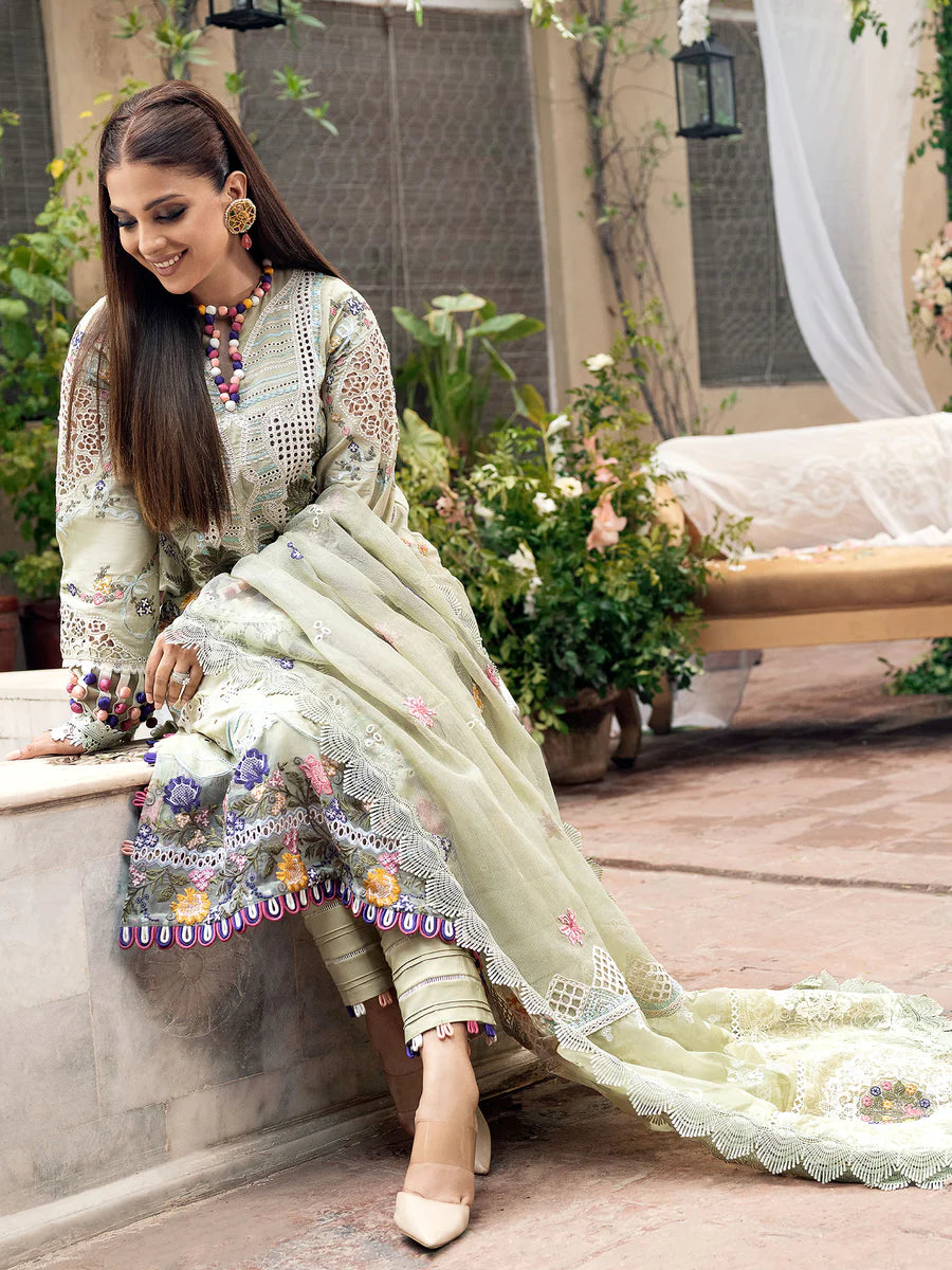 03-Piece Embroidered Lawn Suit With Cotton Net Dupatta | Ready To Wear