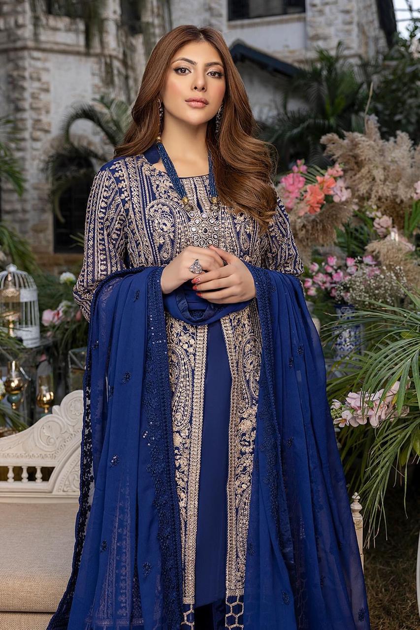 03-Piece Chiffon Suit With Embroidery | Ready To Wear
