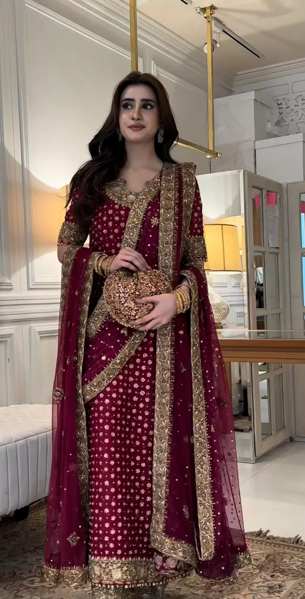 03-Piece Chiffon Suit With Embroidery - Ready To Wear