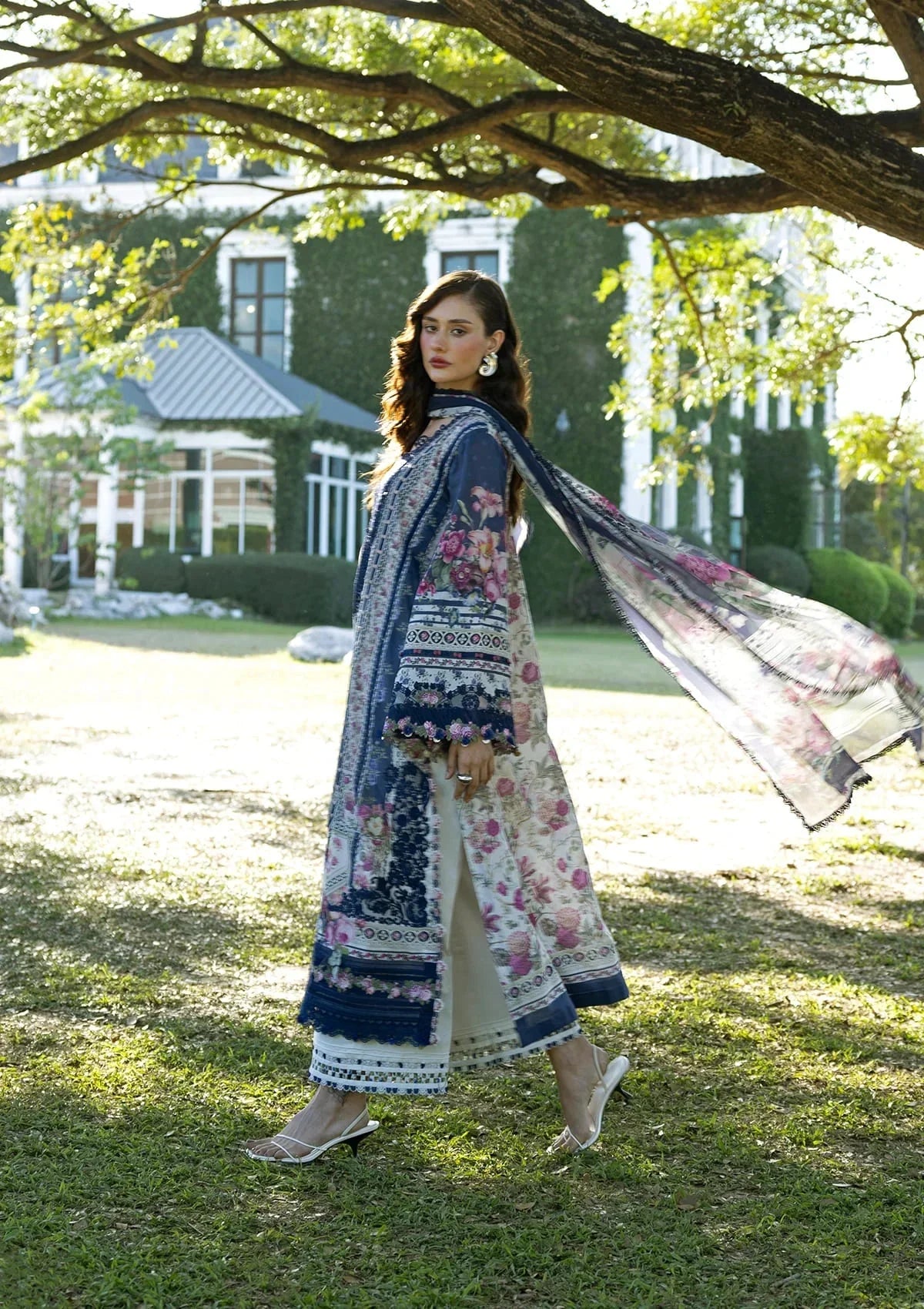 03-Piece Printed Lawn Suit With Chiffon Dupatta | Ready To Wear