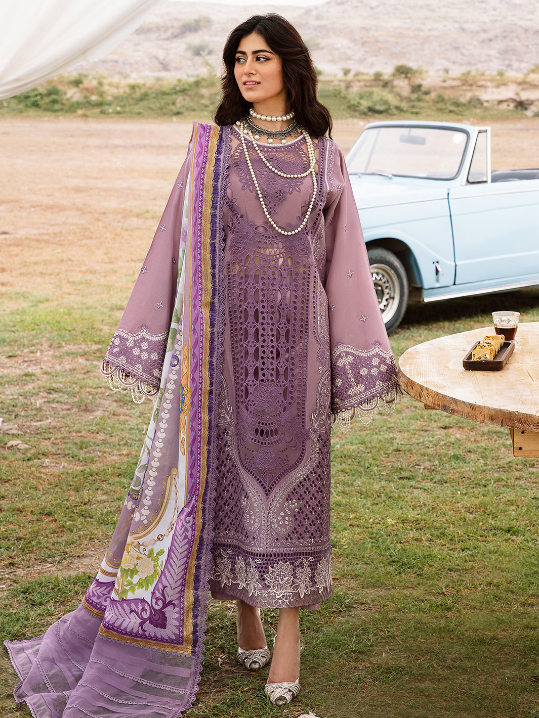 3-Piece Lawn Embroidered Suit With Digital Printed Silk Dupatta
