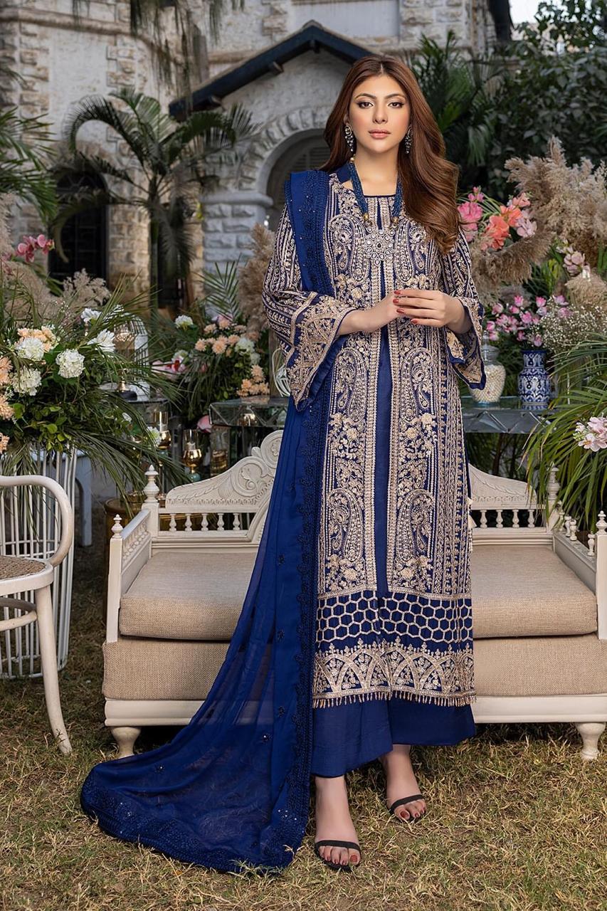 03-Piece Chiffon Suit With Embroidery | Ready To Wear