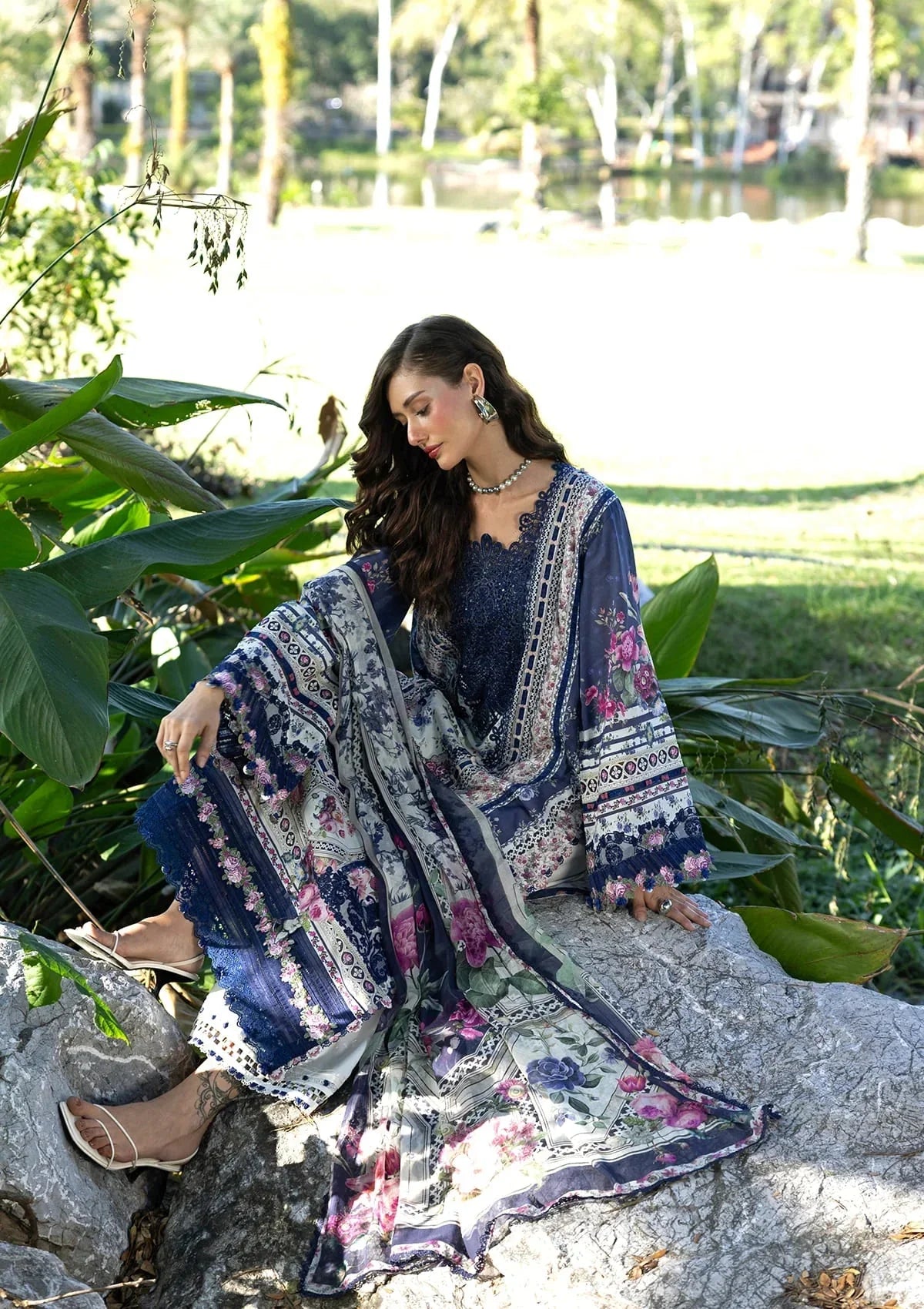 03-Piece Printed Lawn Suit With Chiffon Dupatta | Ready To Wear