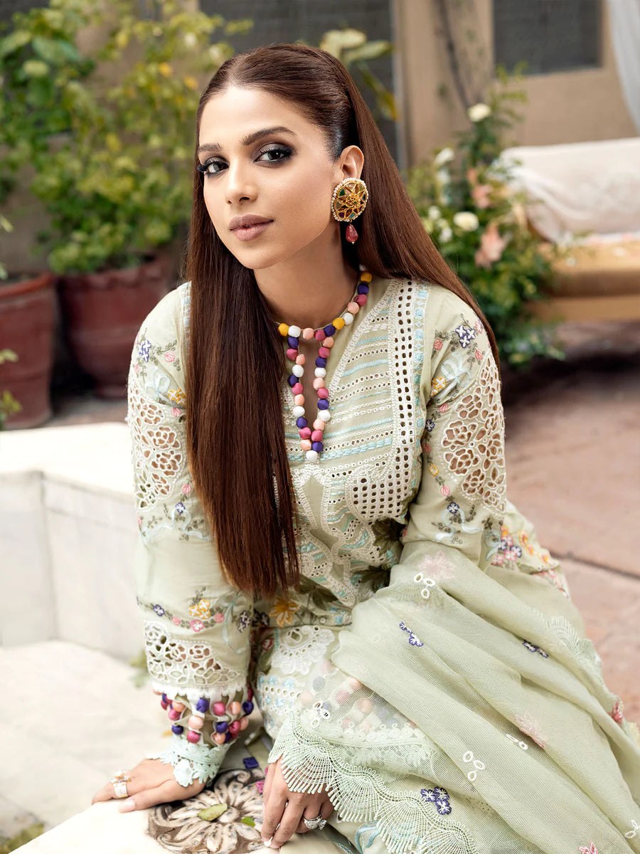 03-Piece Embroidered Lawn Suit With Cotton Net Dupatta | Ready To Wear
