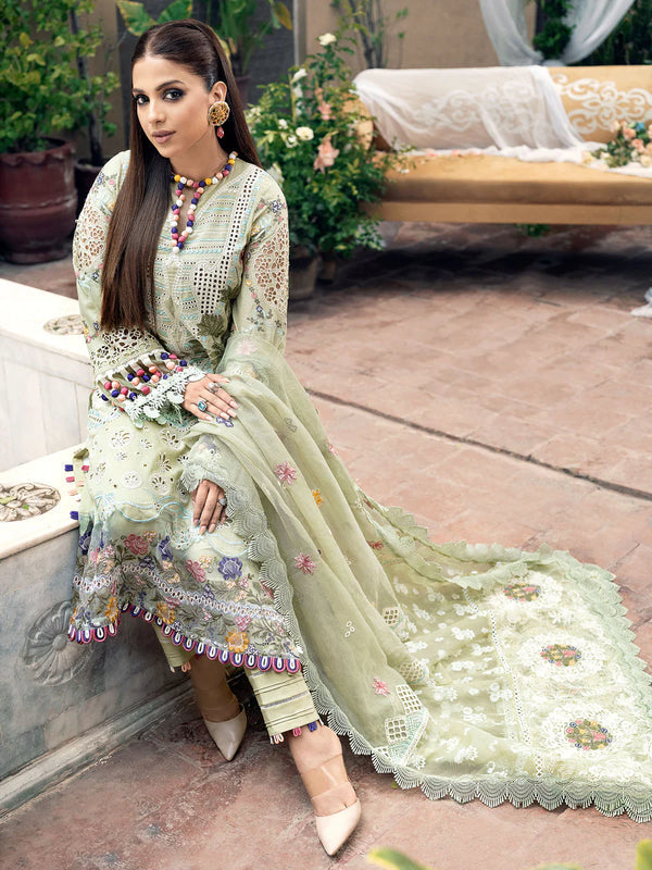 03-Piece Embroidered Lawn Suit With Cotton Net Dupatta | Ready To Wear