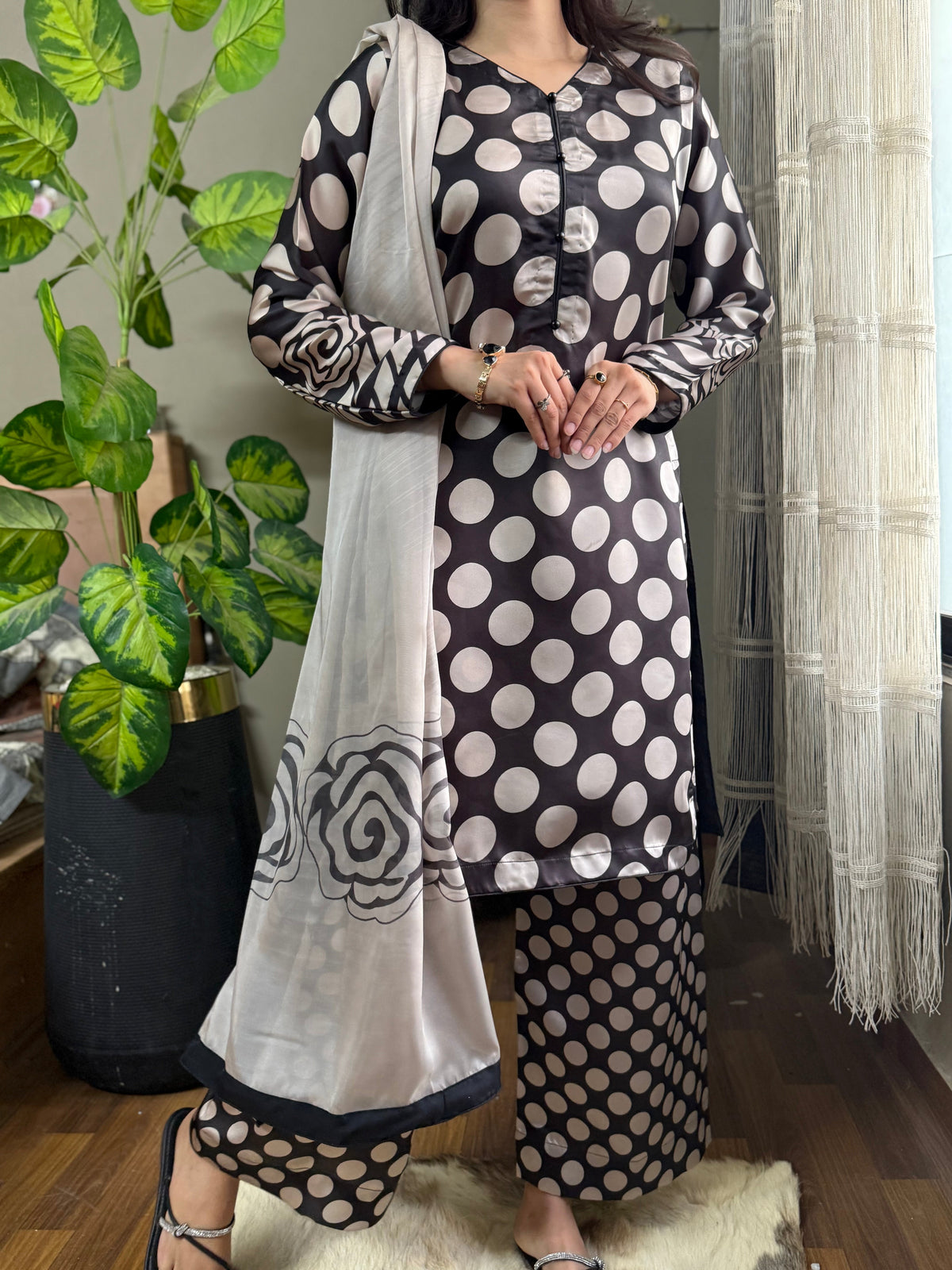03-Piece Printed Silk Suit | Ready To Wear