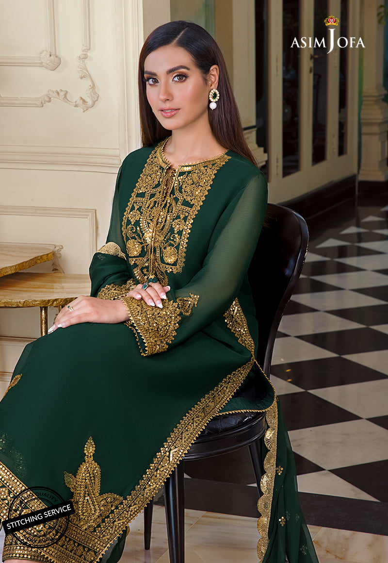 Heavy Embroidered Spangle Work Chiffon 3 Piece Suit