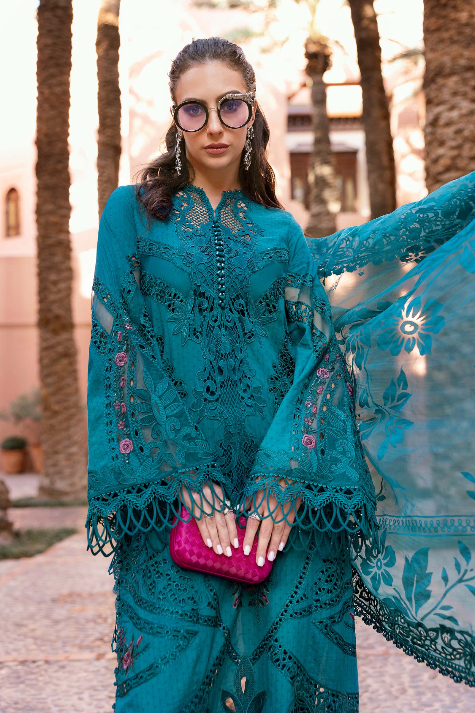03-Piece Embroidered Lawn Suit With Organza Dupatta | Ready To Wear