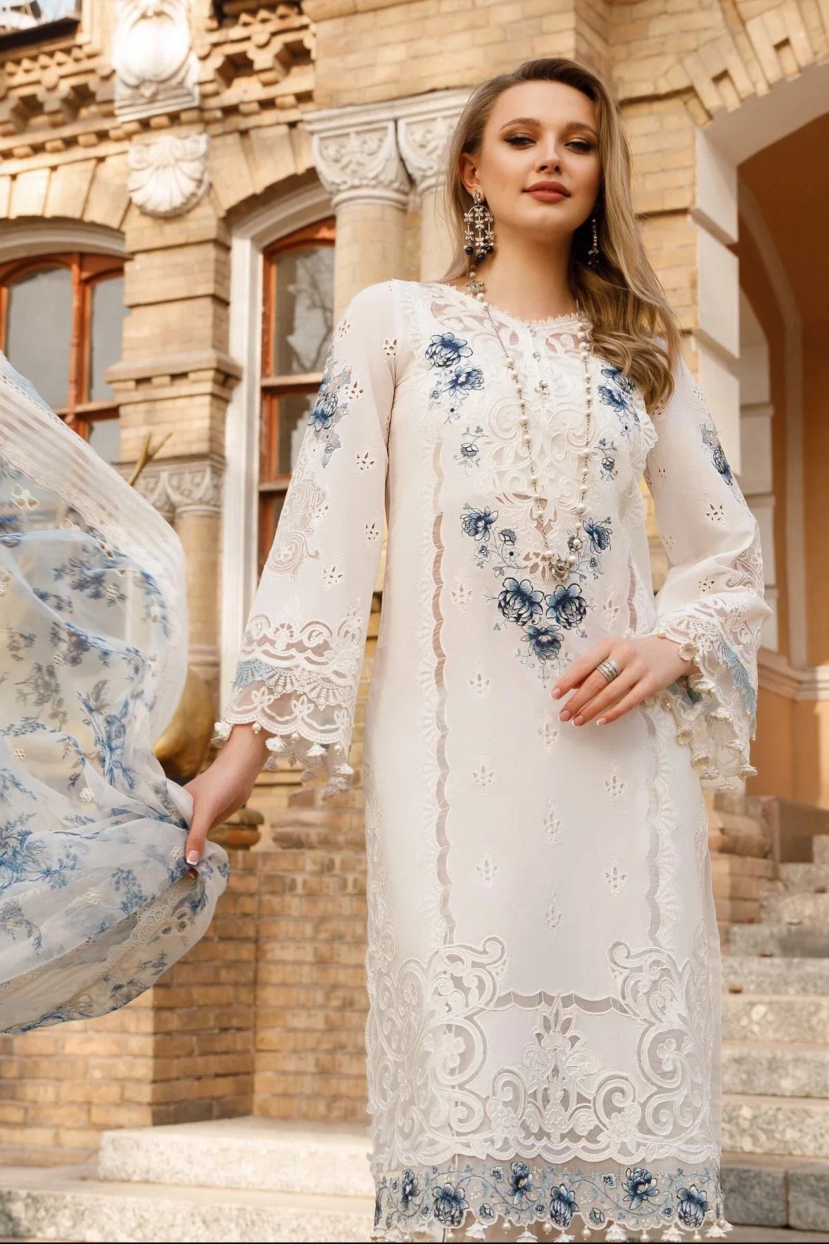 03-Piece Cotton Suit With Embroidery - Ready To Wear