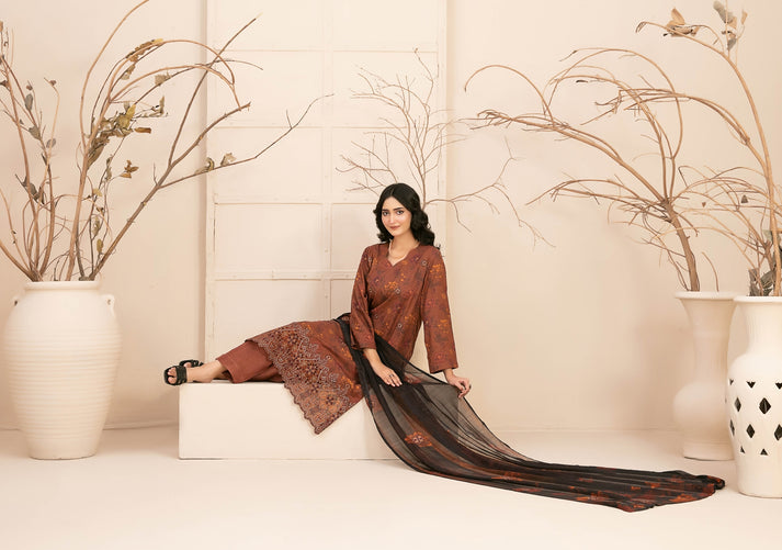 3 Piece stitched Lawn suit by  Alvira.