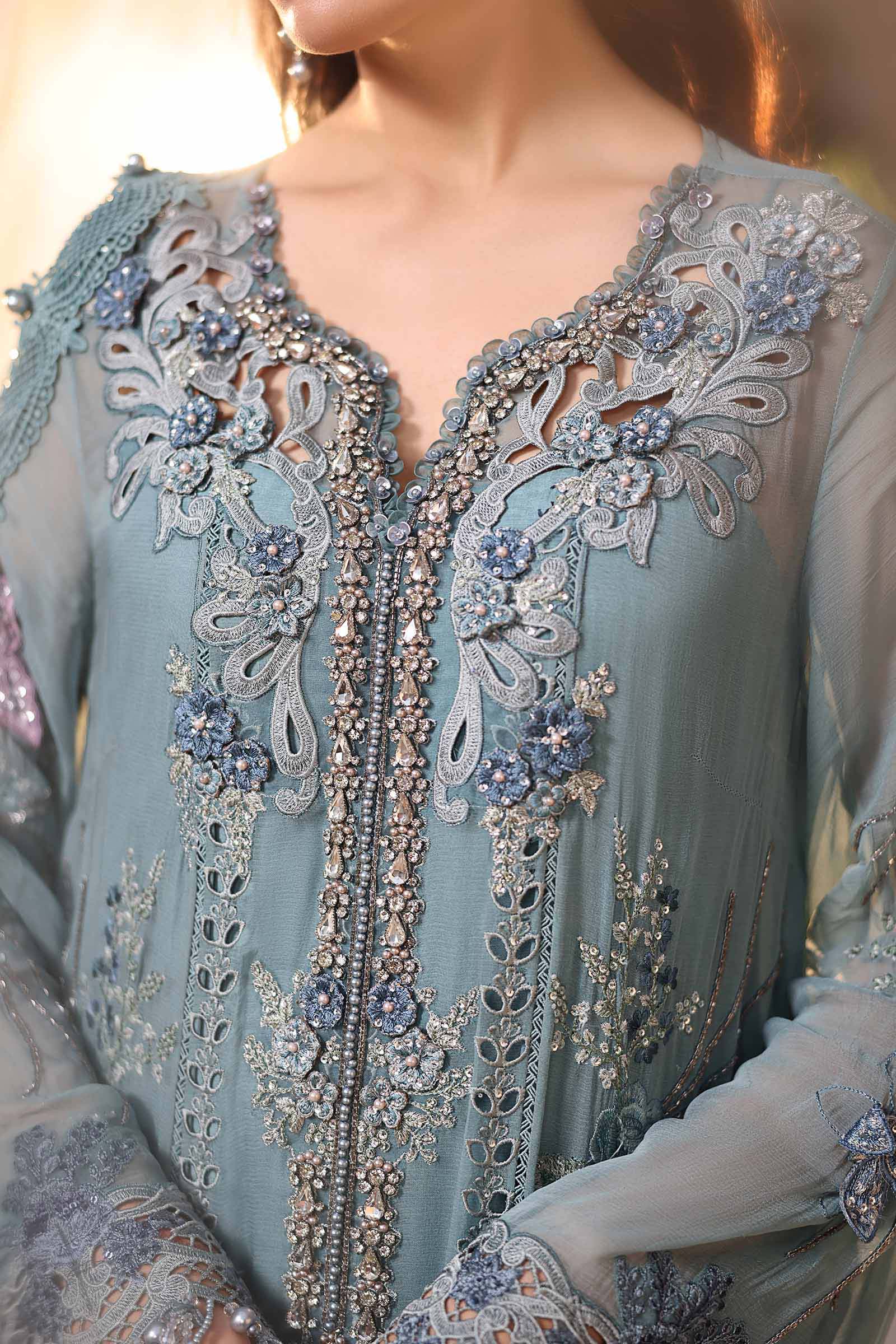 03-Piece Embroidered Cotton Suit With Silk Dupatta | Ready To Wear