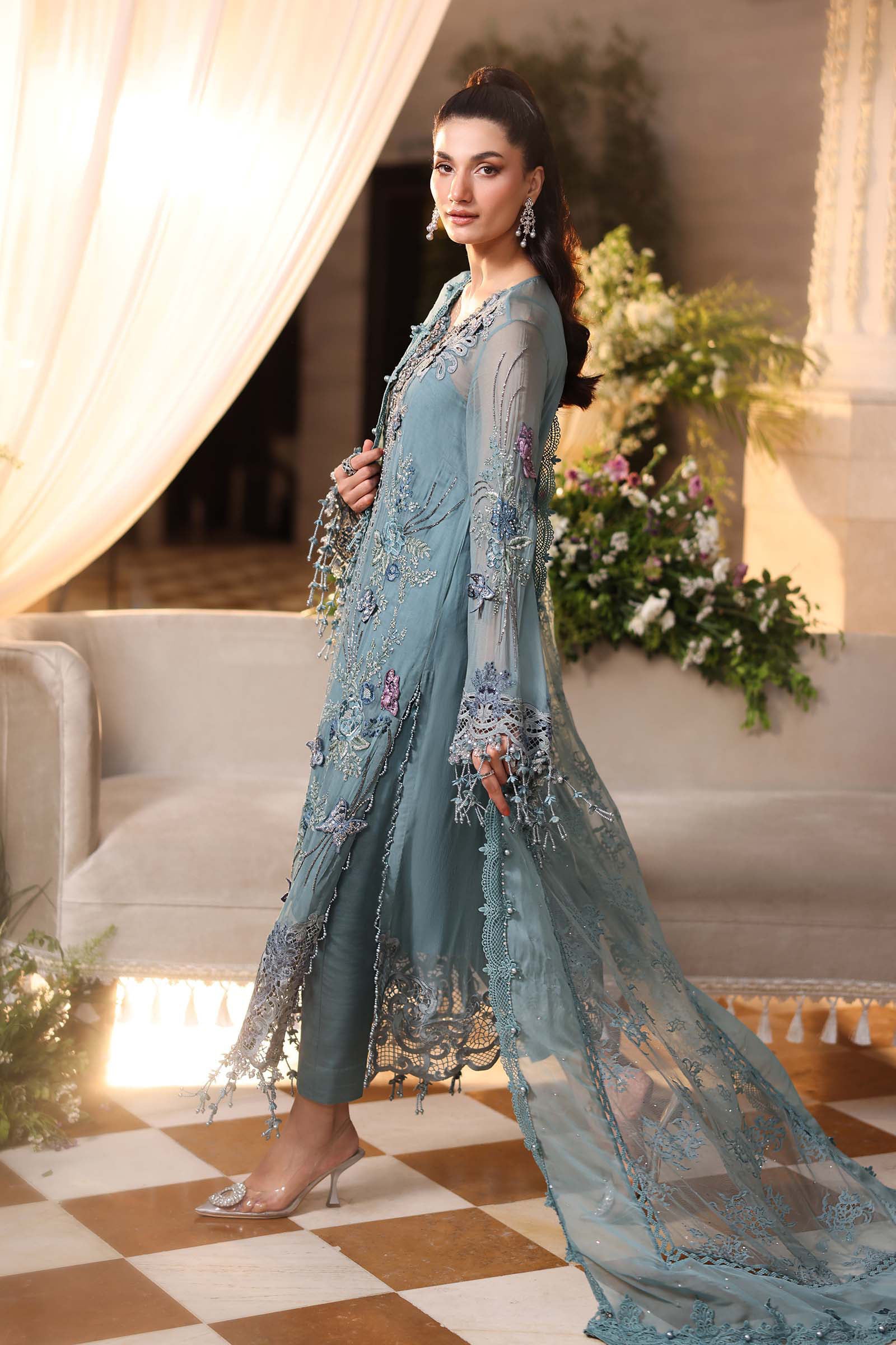 03-Piece Embroidered Cotton Suit With Silk Dupatta | Ready To Wear