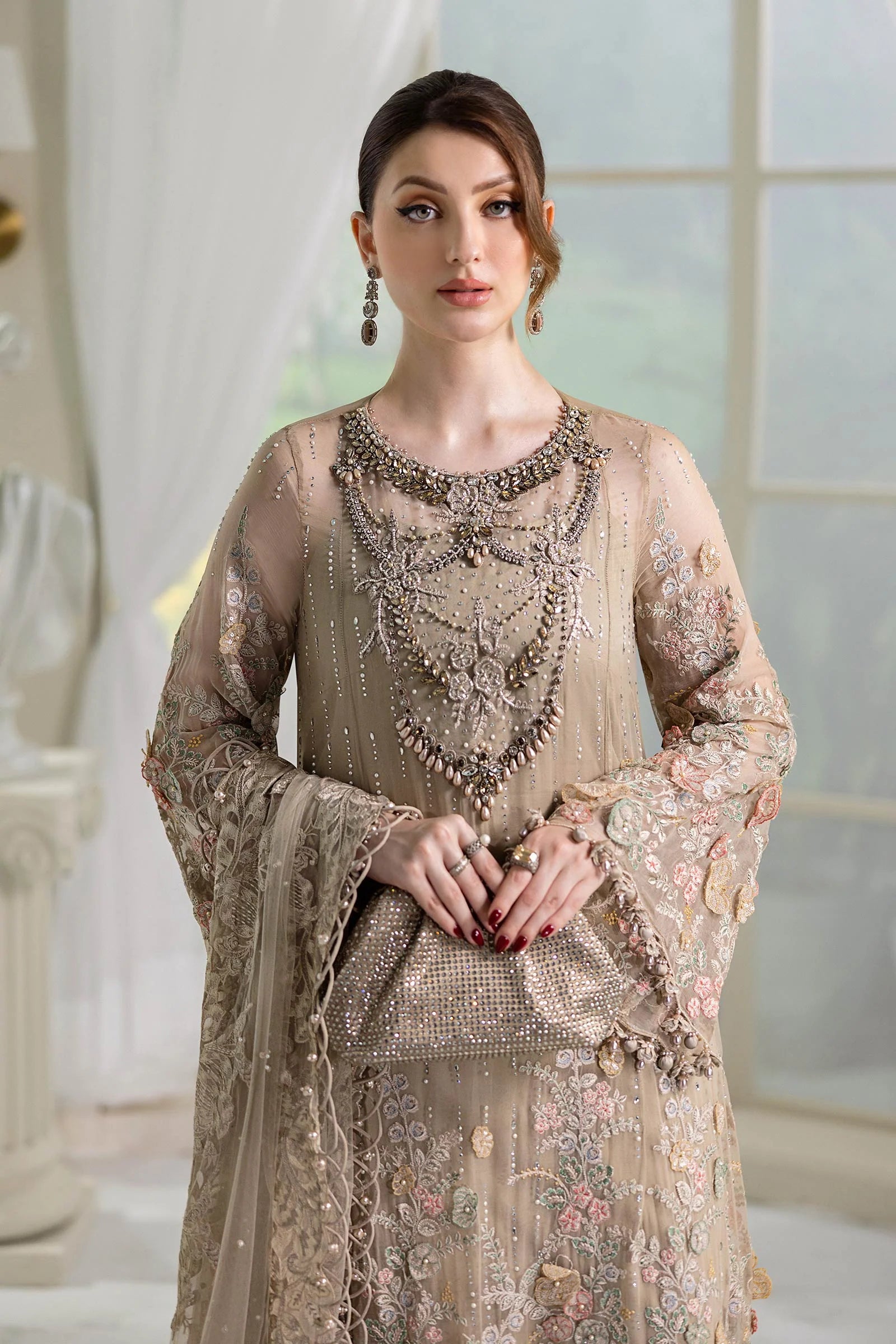 03-Piece Chiffon Suit With Sequin Embroidery | Ready To Wear