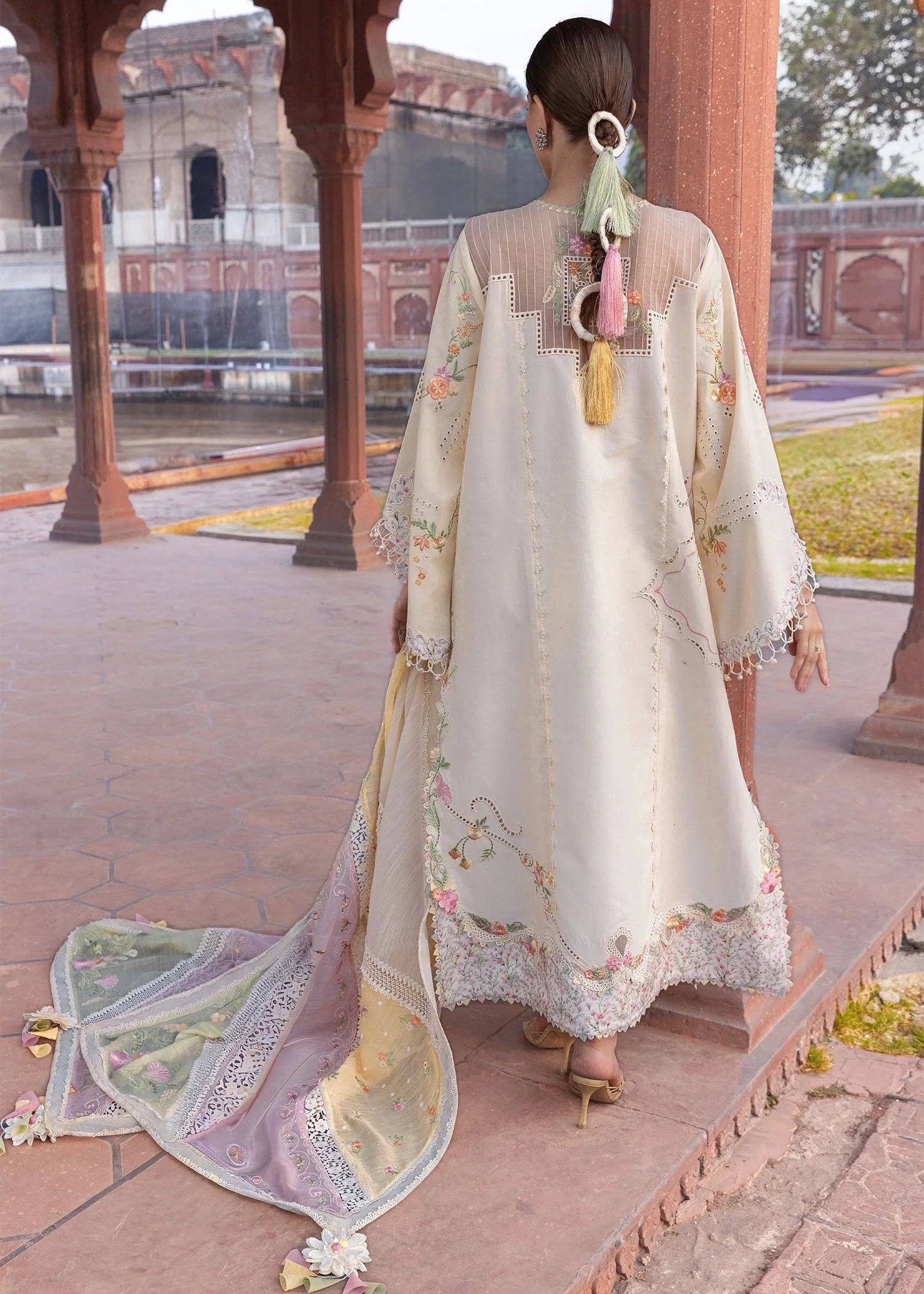 03-Piece Chikankari Embroidered Lawn Suit With Net Dupatta | Ready To Wear