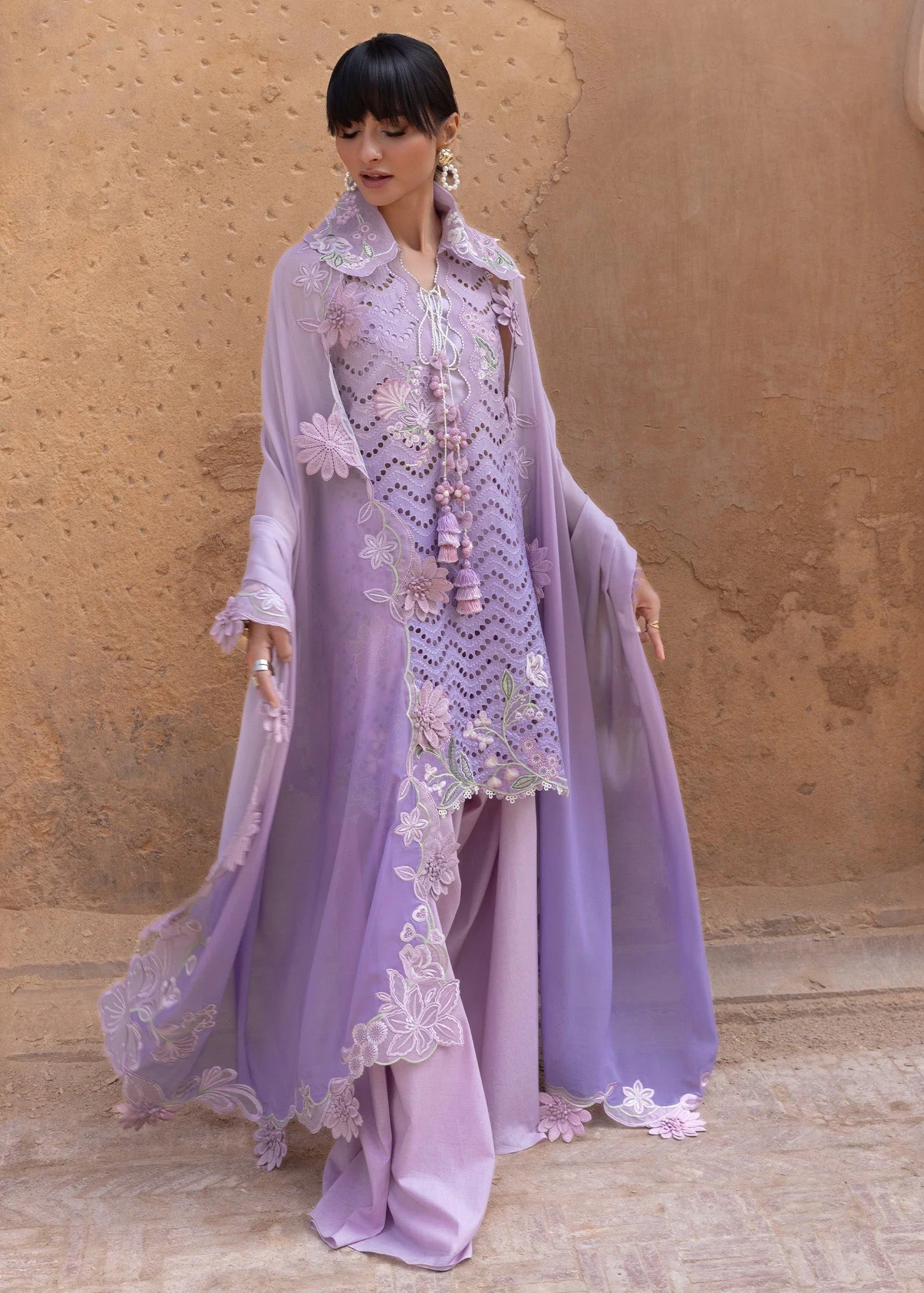The Lilac Bloom: Embroidered Lawn Suit | Ready To Wear