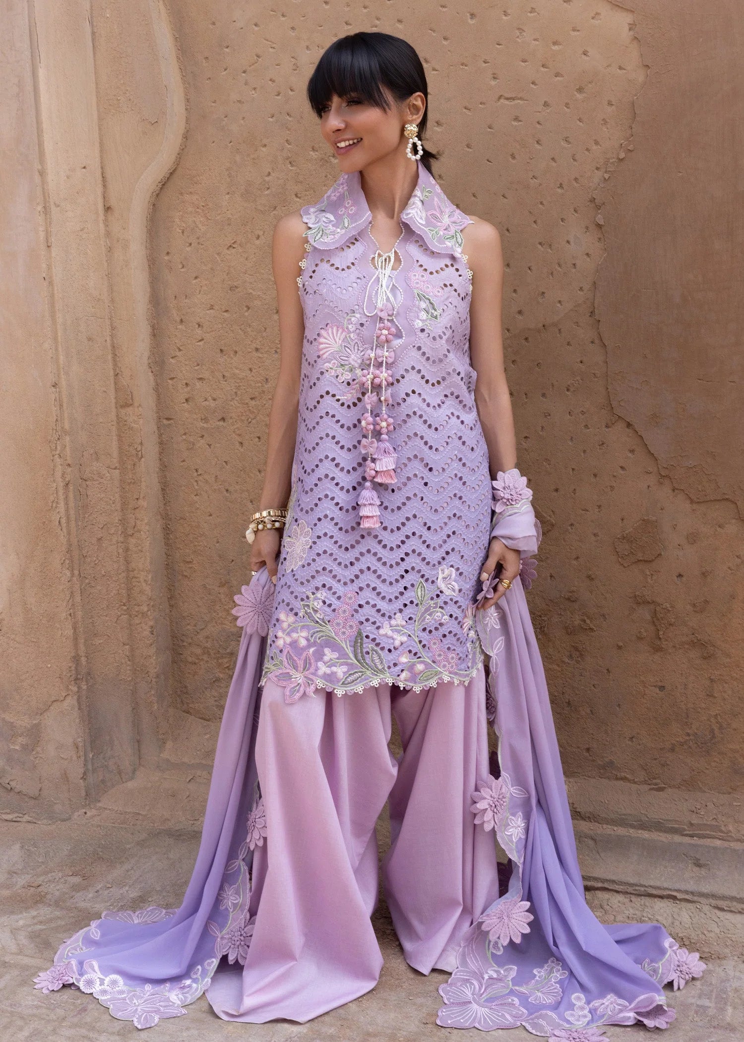 The Lilac Bloom: Embroidered Lawn Suit | Ready To Wear