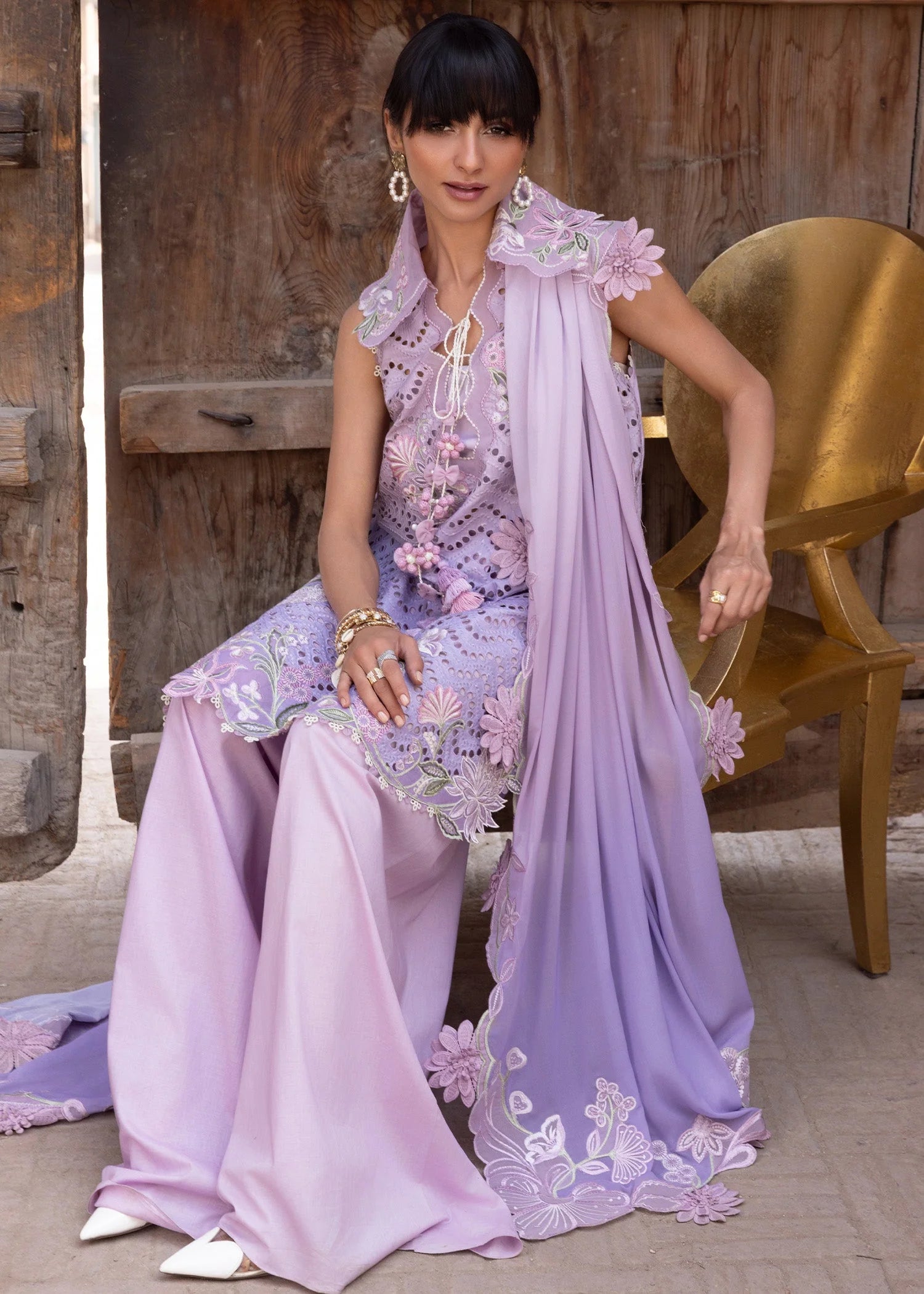 The Lilac Bloom: Embroidered Lawn Suit | Ready To Wear