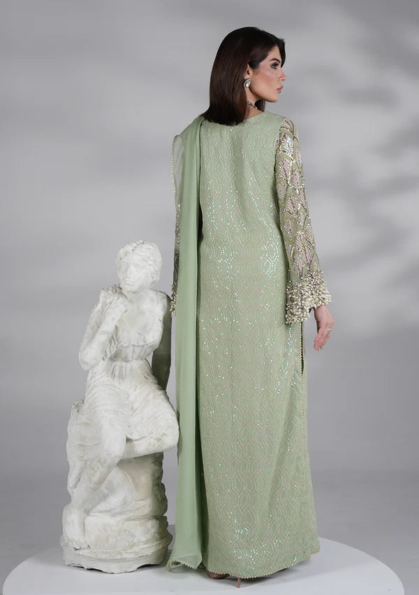 The Mint Aura: Embellished Pastel Green Kurta Set | Ready To Wear