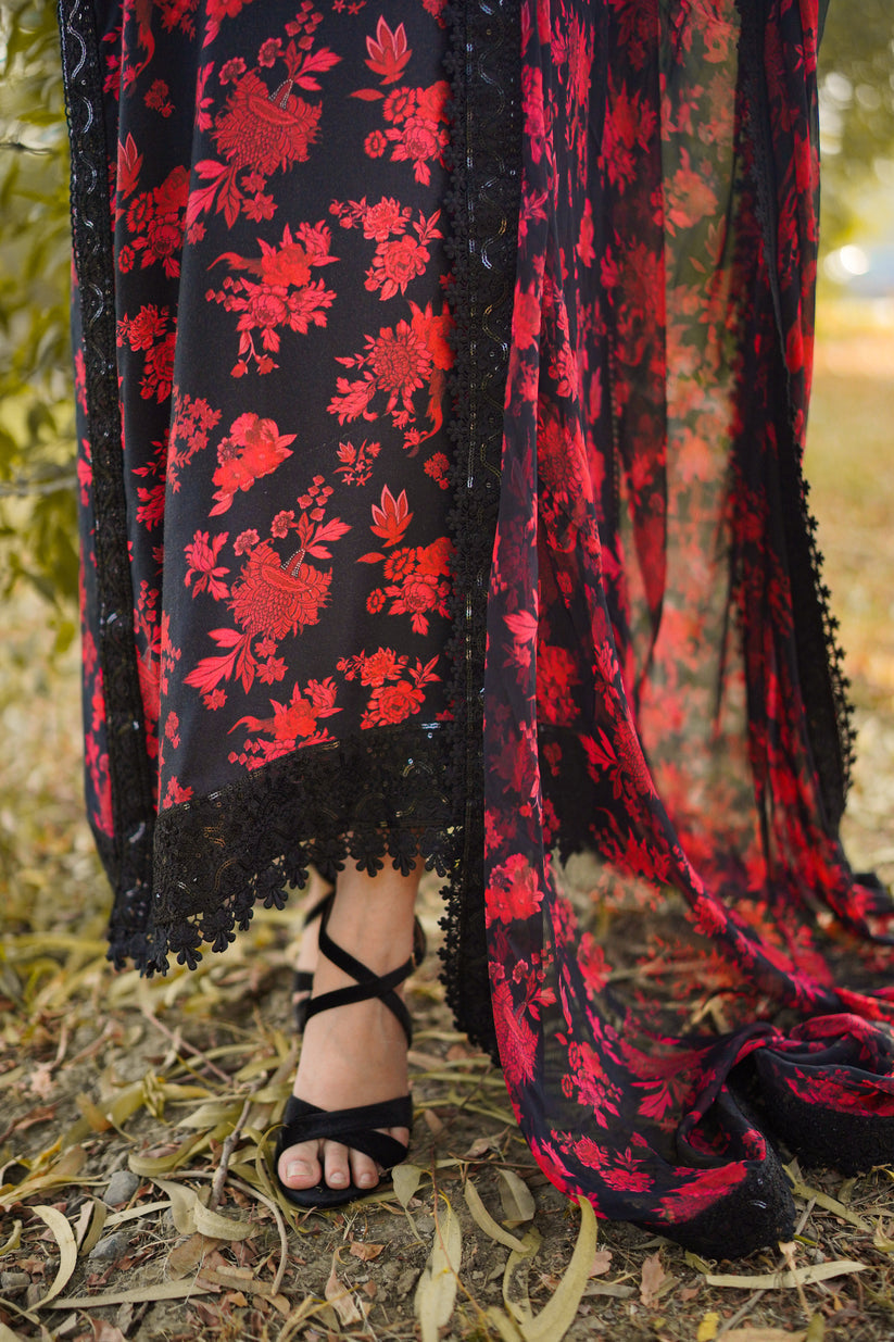 Aneela’s Black Luxury Lawn Suit Ready To Wear