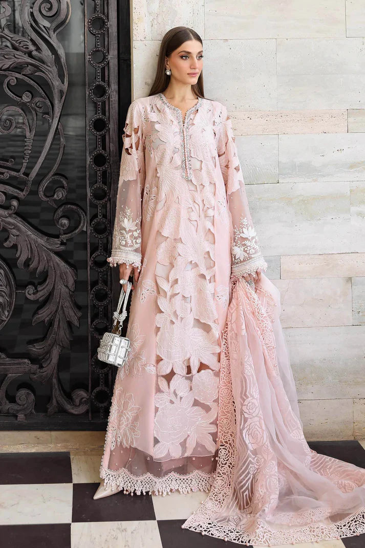 03-Piece Embroidered Lawn Suit With Organza Dupatta | Ready To Wear