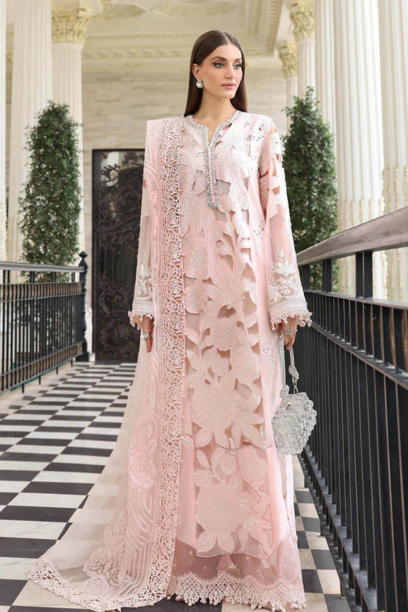 03-Piece Embroidered Lawn Suit With Organza Dupatta | Ready To Wear
