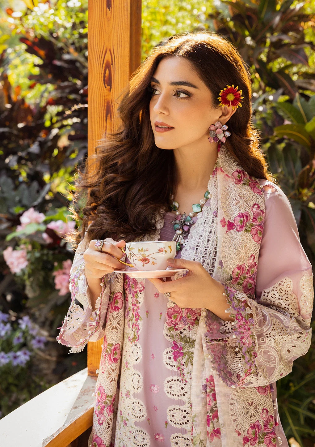 03-Piece Embroidered Cotton Suit With Silk Dupatta | Ready To Wear