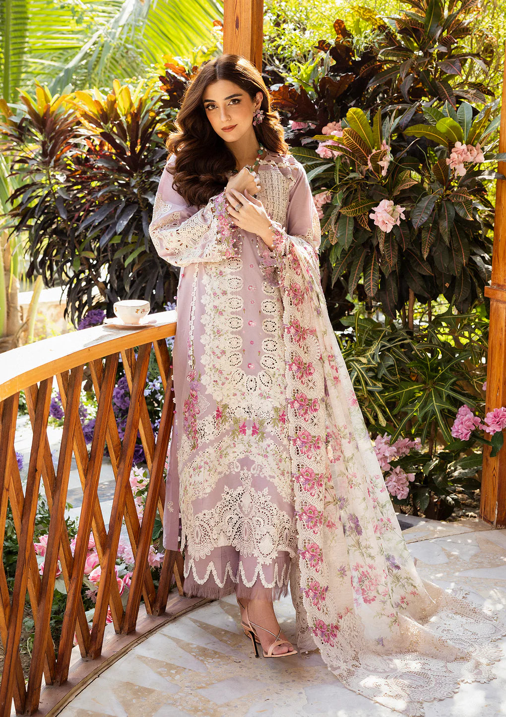 03-Piece Embroidered Cotton Suit With Silk Dupatta | Ready To Wear
