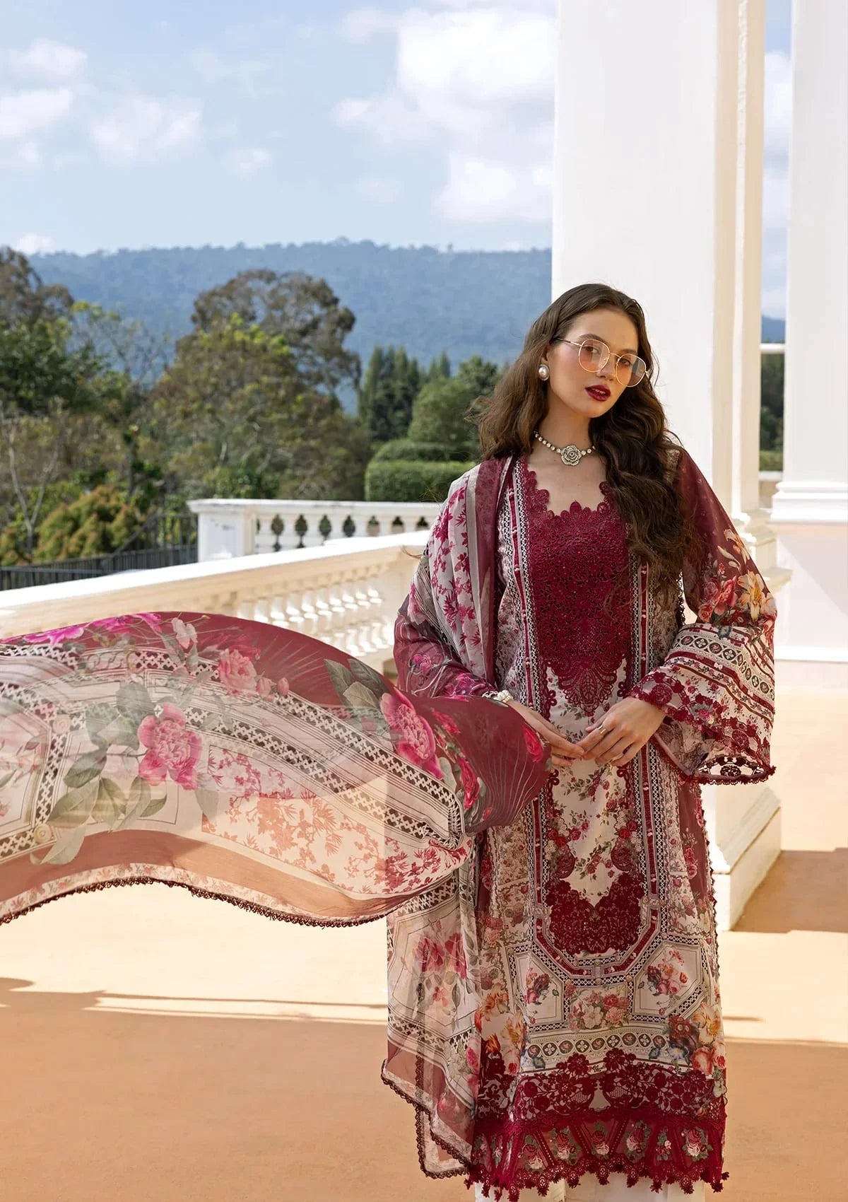 03-Piece Printed Lawn Suit With Chiffon Dupatta | Ready To Wear