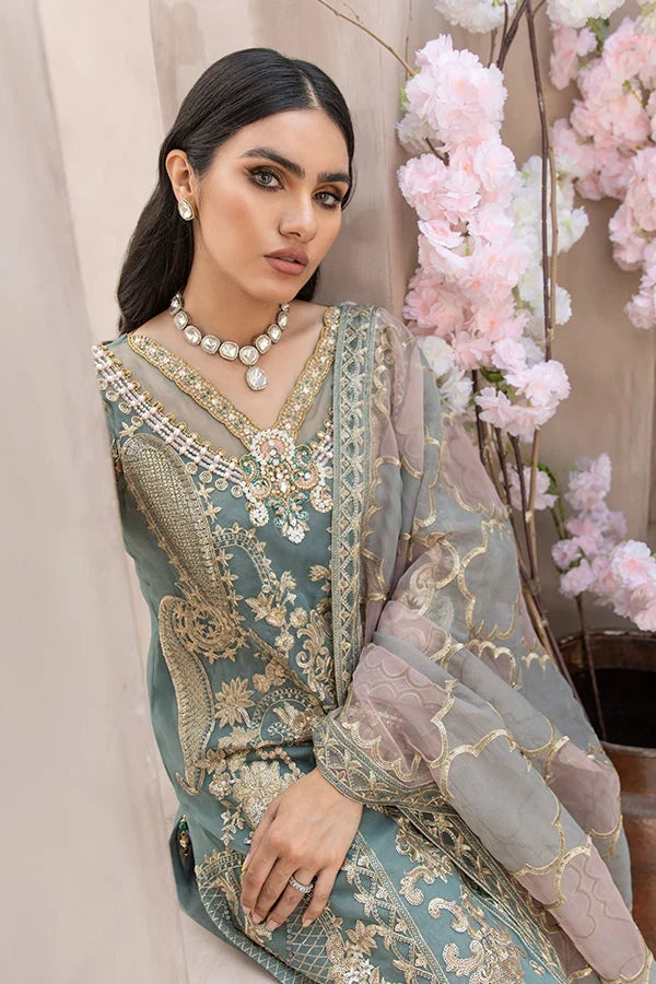 The Pastel Royalty: Heavy Embroidered Organza Suit With Silk Trouser | Ready To Wear