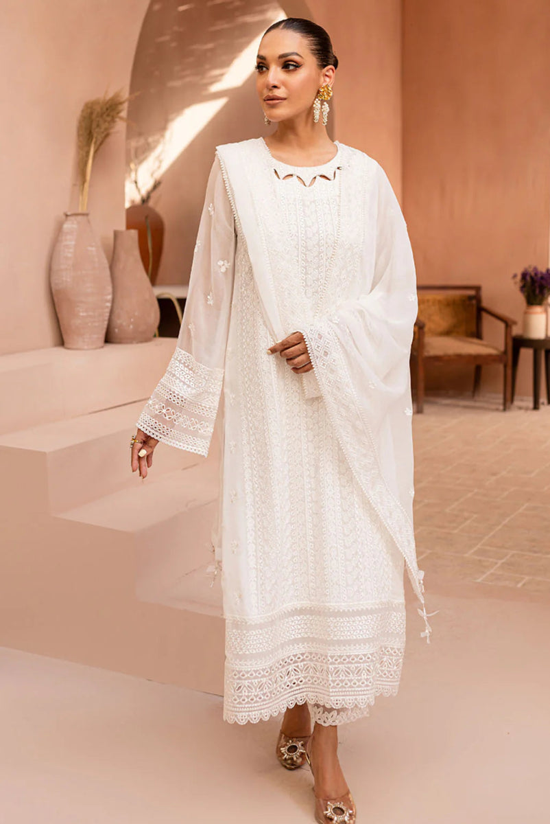 03-Piece Chiffon Suit With Thread  Embroidery | Ready To Wear