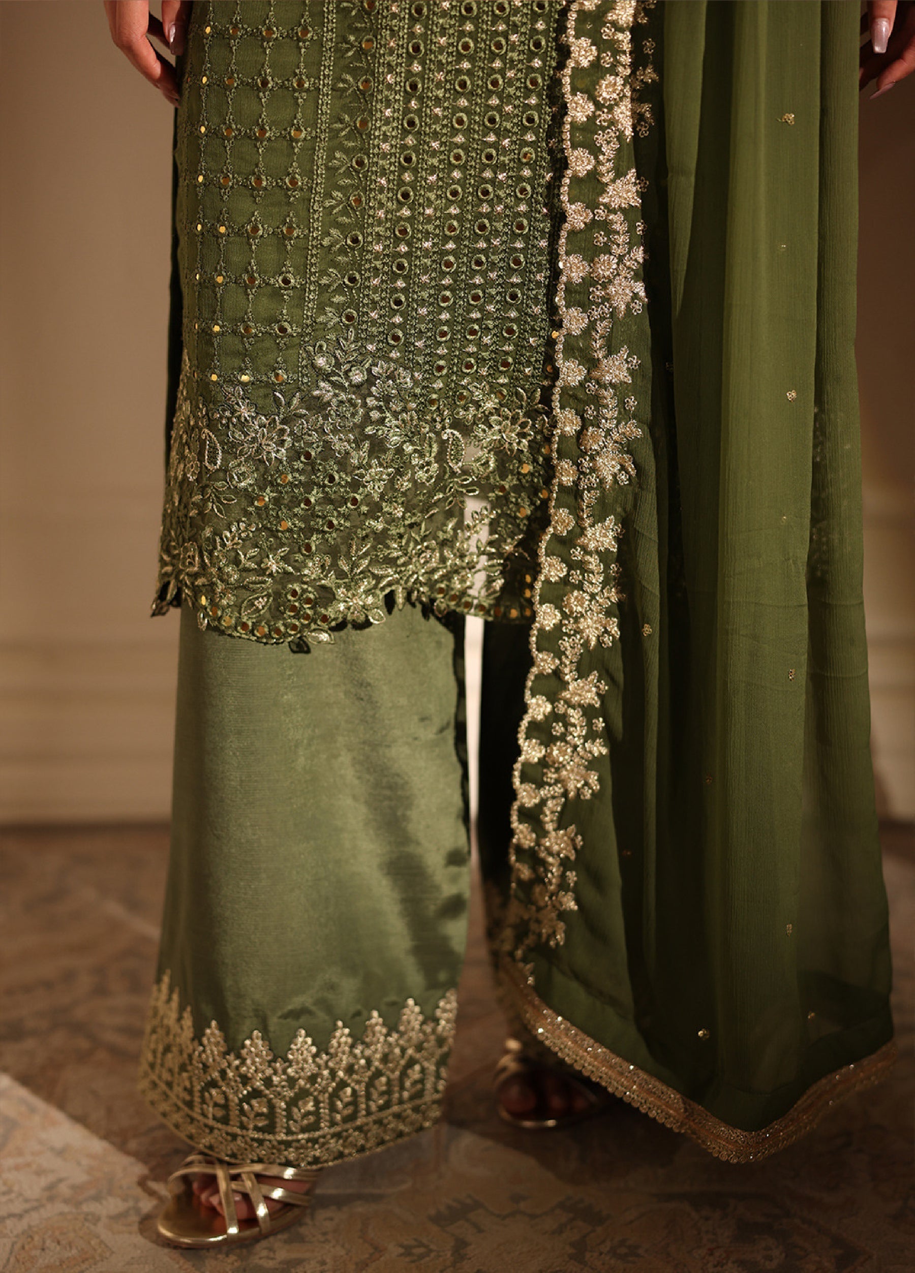 3  Piece Stitched Chiffon  Suit - Ready to Wear