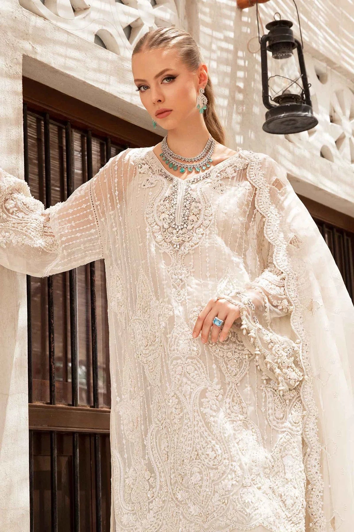 03-Piece Net Suit With Embroidery - Ready To Wear