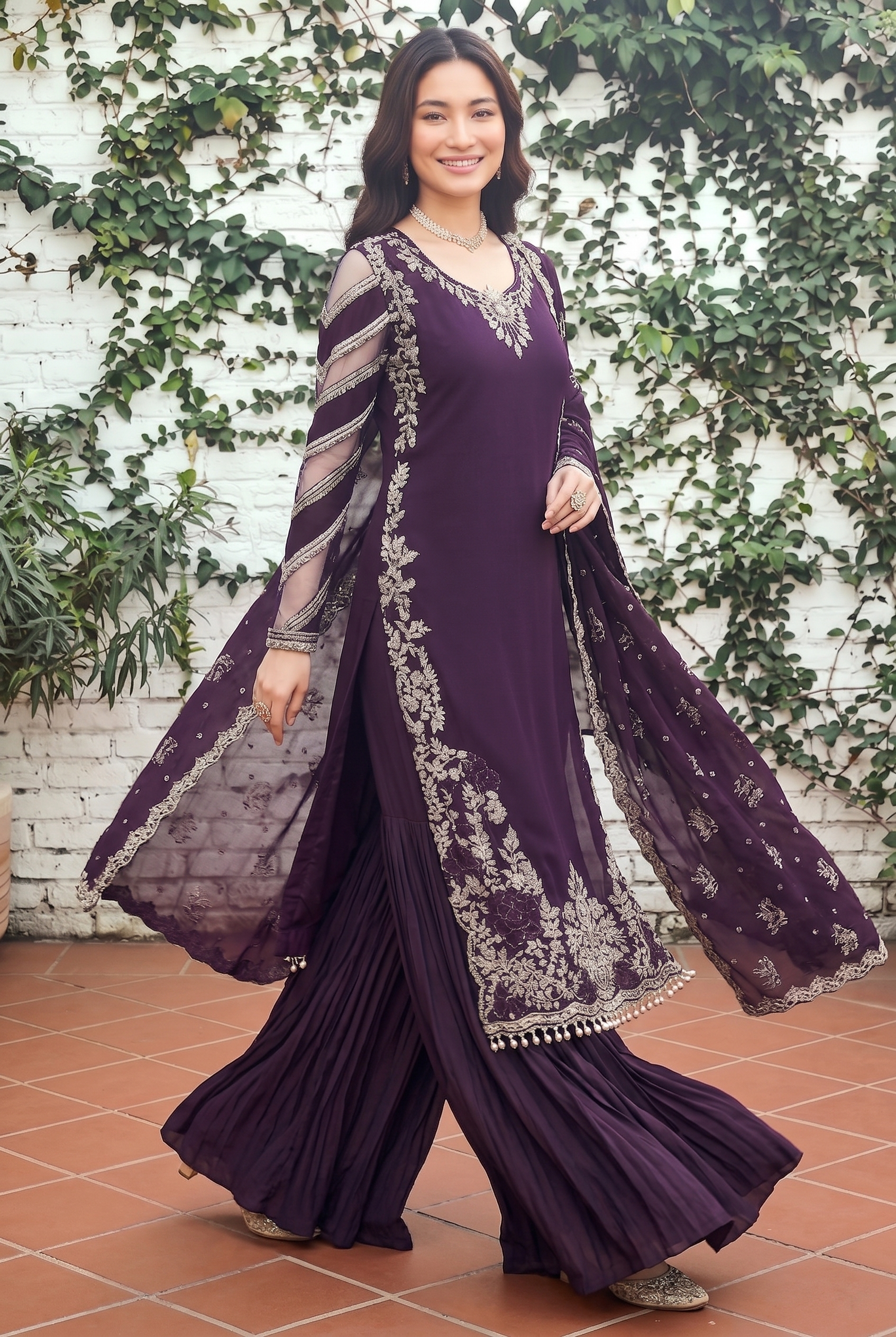 03-Piece Cotton Suit With Embroidery - Ready To Wear