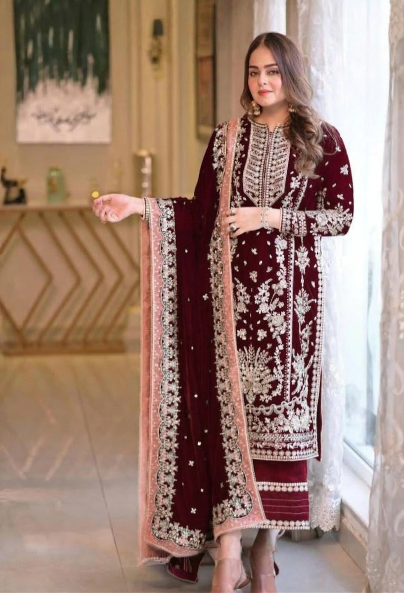 03-Piece Chiffon Suit With Embroidery | Ready To Wear