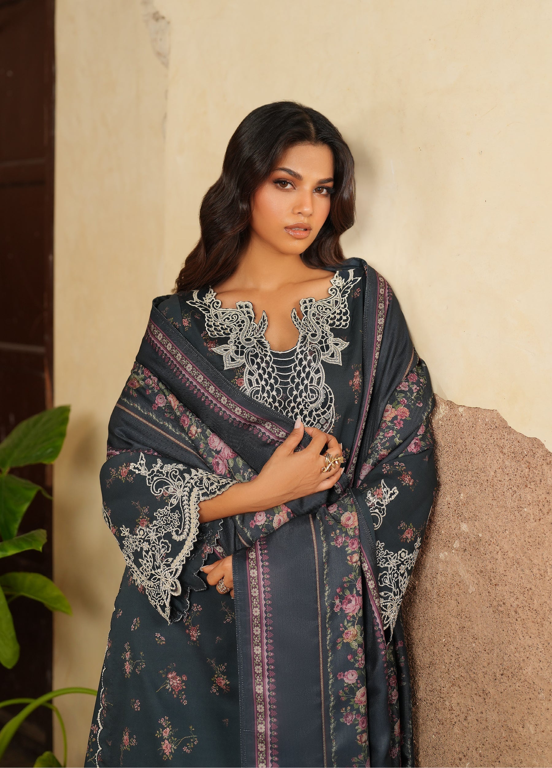 3 Piece Stitched Embroidered Lawn Suit Ready To Wear
