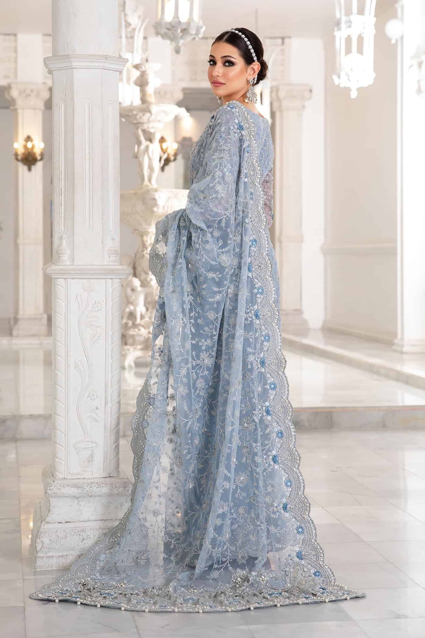 Maria B –  Light Sky Blue Saree