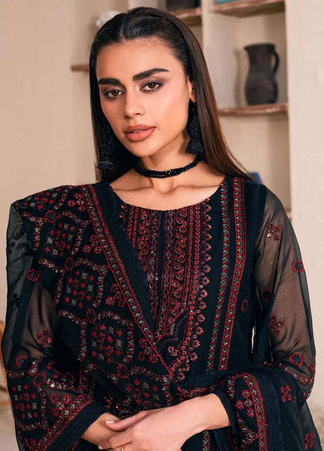 03-PIECE STITCHED CHIFFON SUIT DRESSING DESIGNER